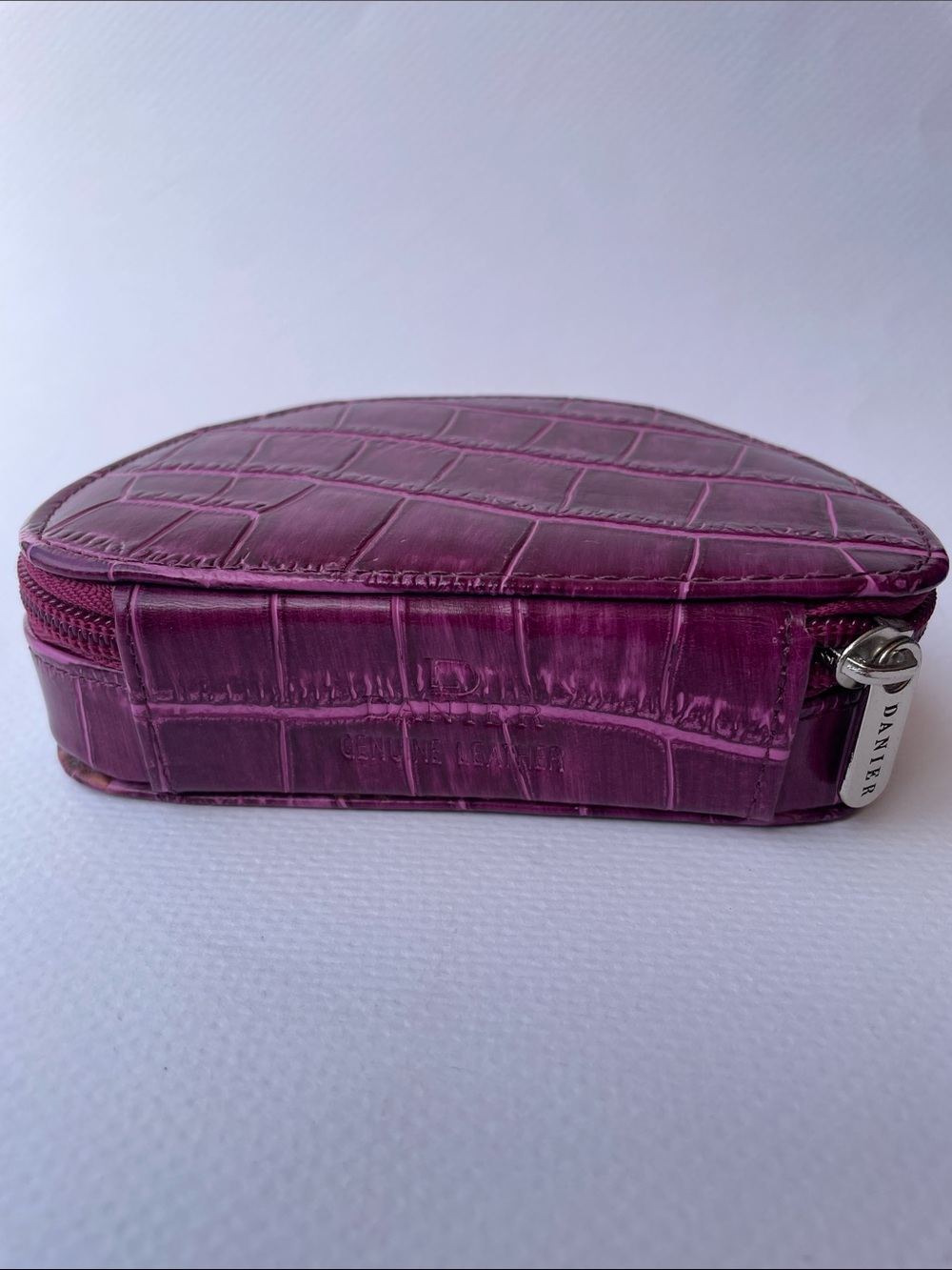Danier Reptile-Embossed Purple Leather Jewellery Pouch